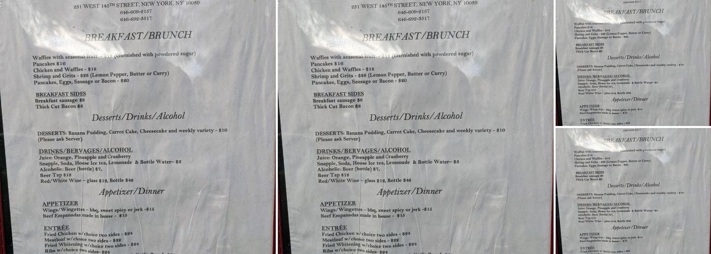 Roberta's Fine Dining Menu
