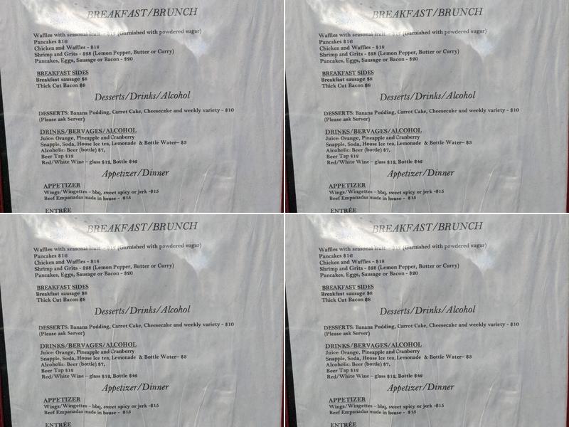 Roberta's Fine Dining Menu