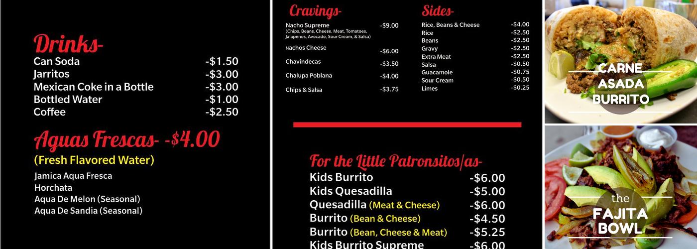El Patron Hot Mexican Grill, LLC Menu