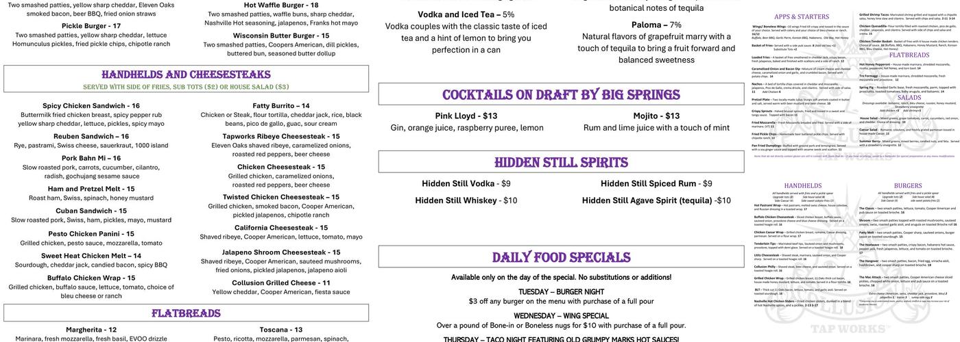Collusion Lititz Menu