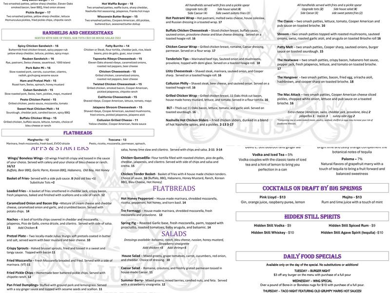 Collusion Lititz Menu