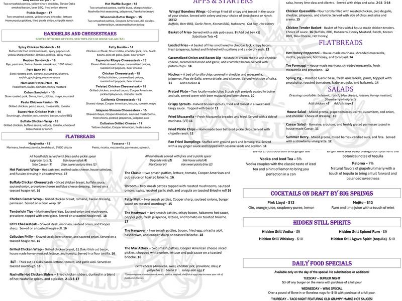 Collusion Lititz Menu