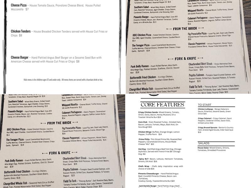 Core 450 Menu