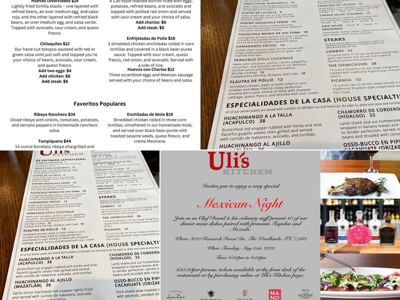 Uli's Kitchen Menu
