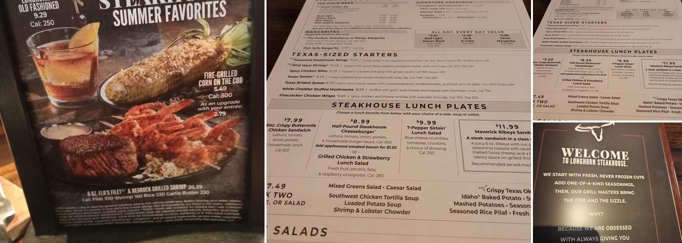 LongHorn Steakhouse Menu