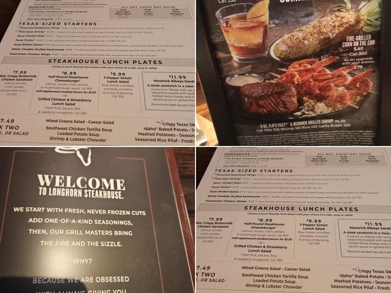 LongHorn Steakhouse Menu