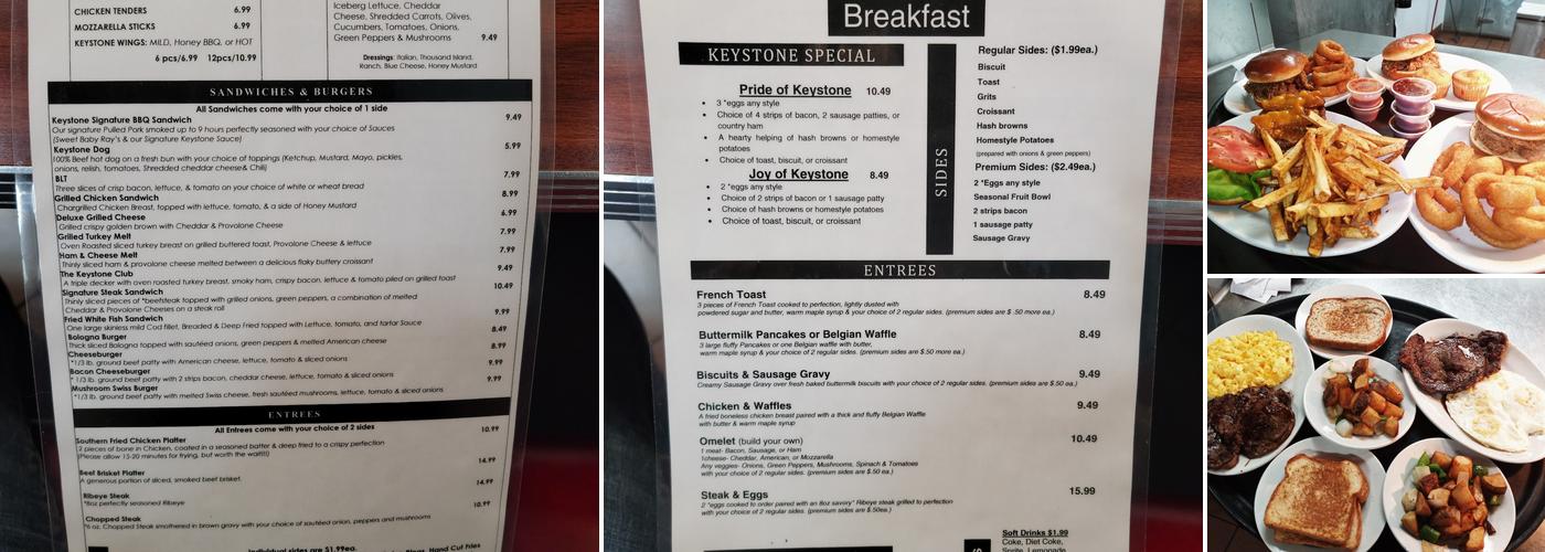 Keystone Grill Menu