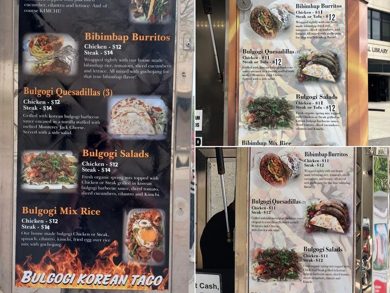 Bulgogi Korean Tacos Food Cart Menu