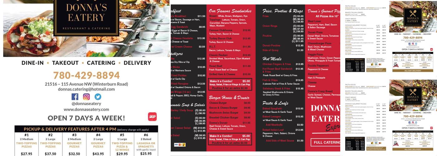 Donna's Eatery Express Menu