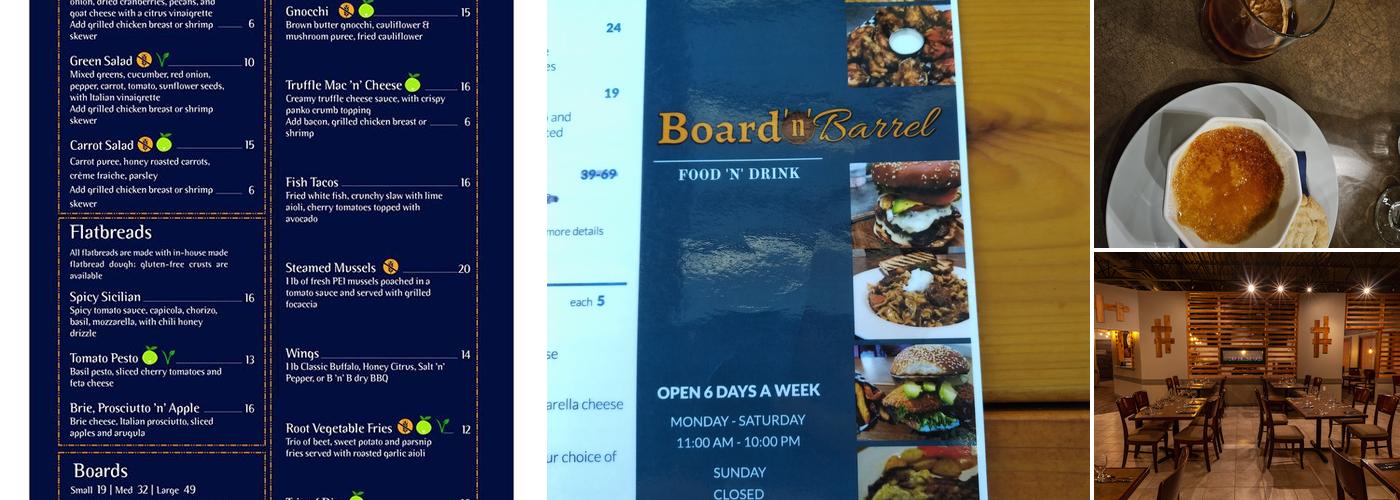 Board 'n' Barrel Menu