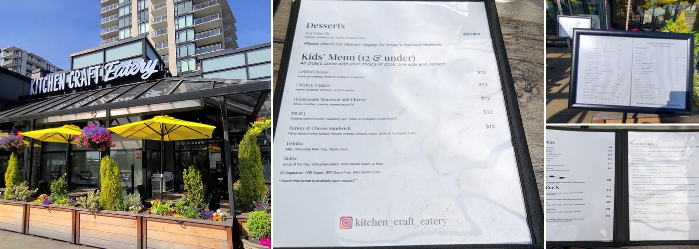 Kitchen Craft Eatery Menu