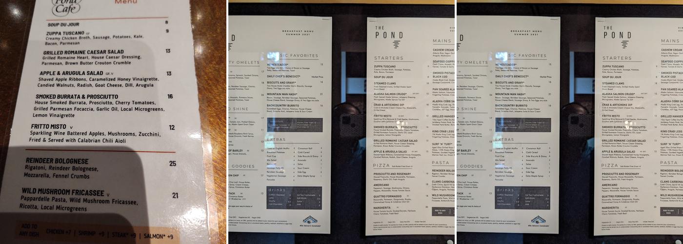 The Pond Menu