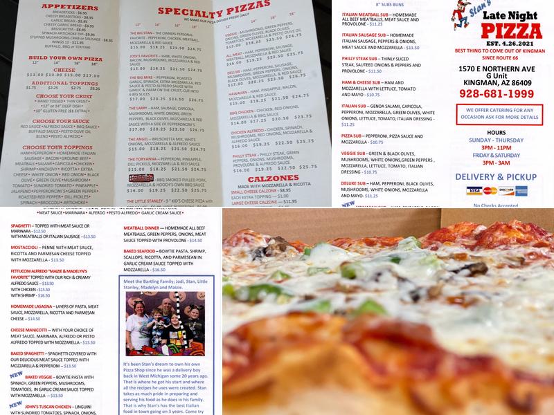 Stan's Late Night Pizza Menu
