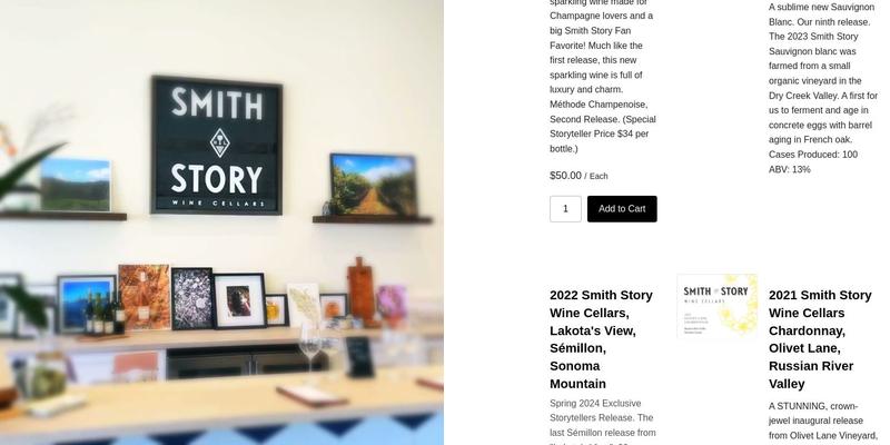 Smith Story Wine Cellars Menu