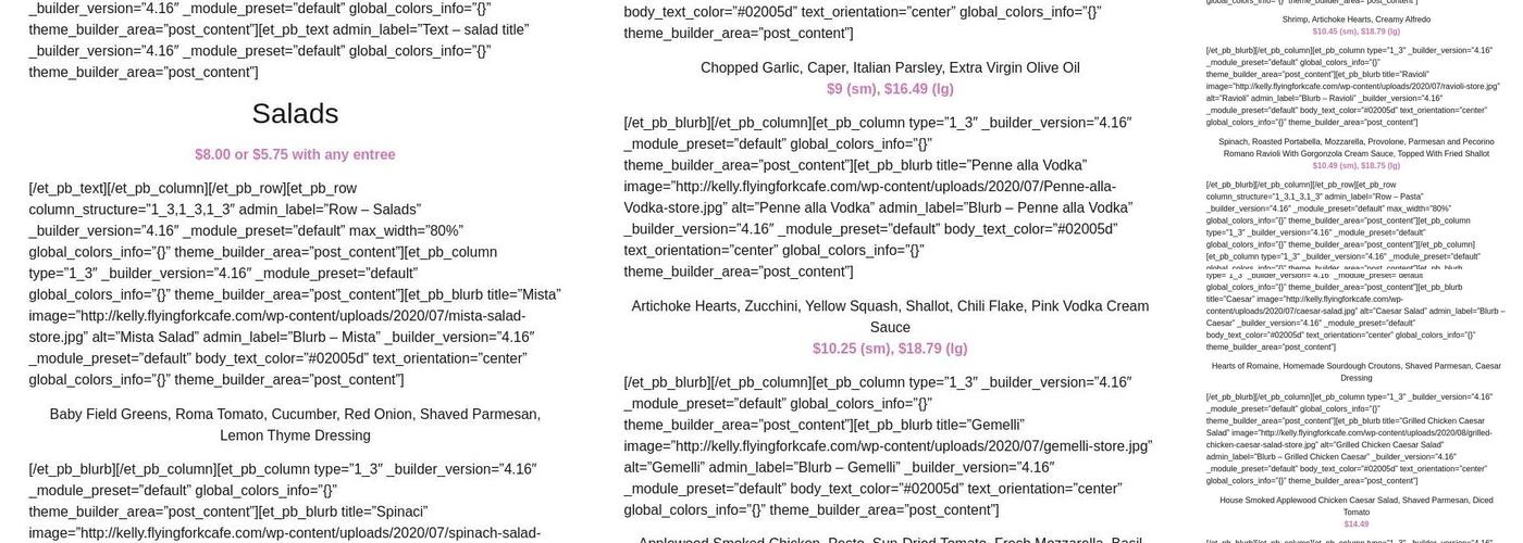 Flying Fork Cafe Menu