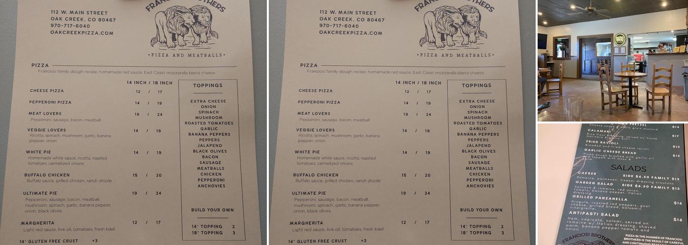 Franciosi Brothers Pizza & Meatballs Menu