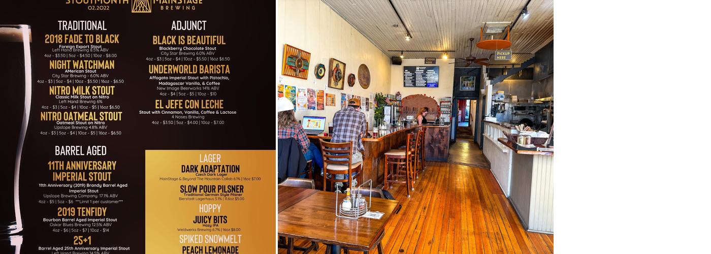 MainStage Brewing Menu