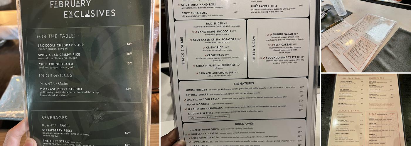 PLANTA Menu