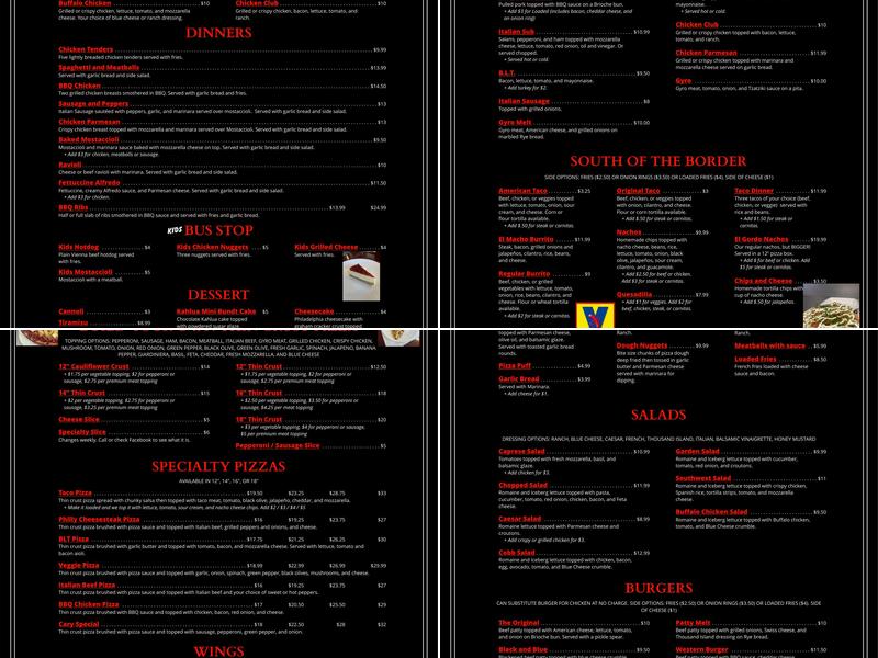 Pizza Stop Menu