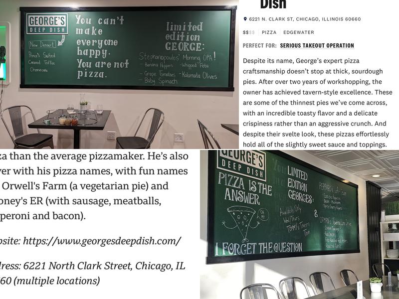 George's Deep Dish Menu