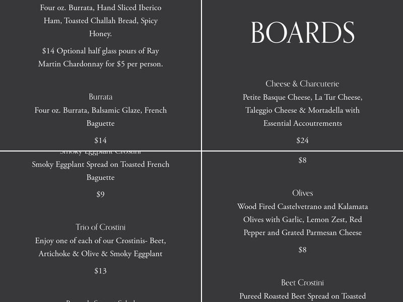établi Menu