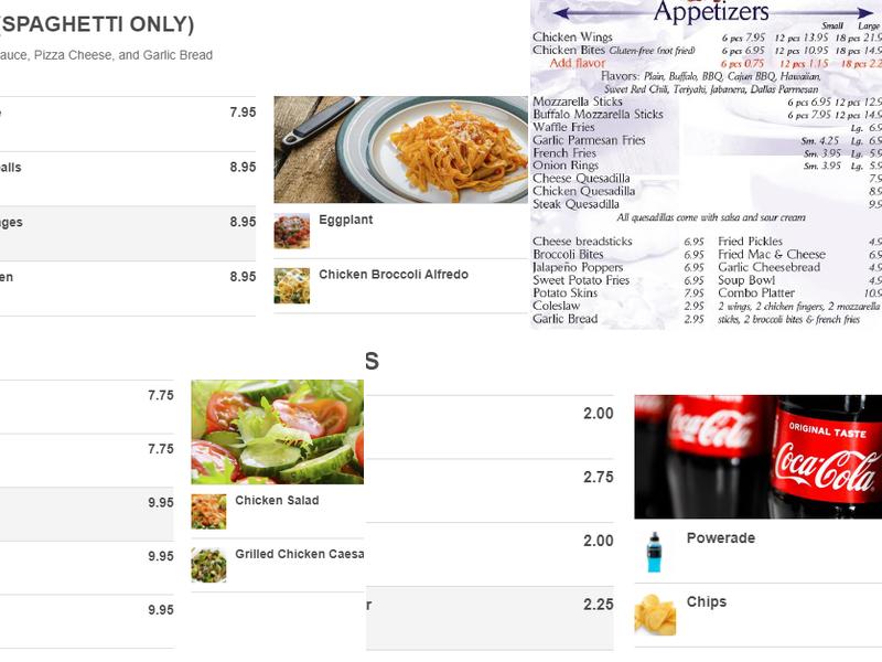 Ready Set Pizza Menu