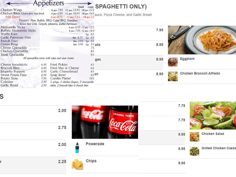 Ready Set Pizza Menu