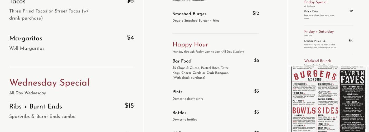 Tavern 24 Menu