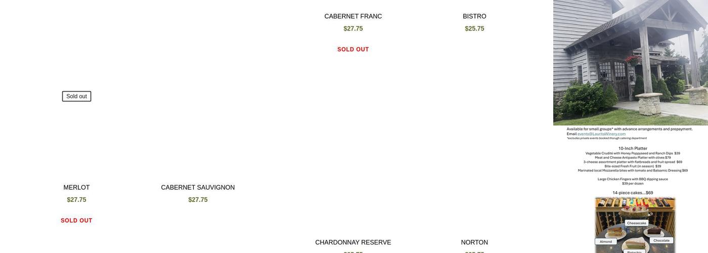 Laurita Winery Menu