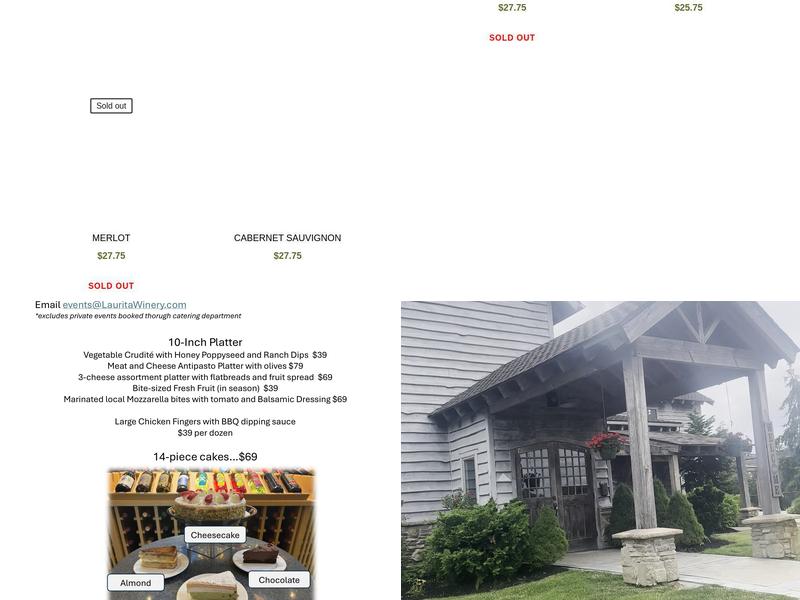 Laurita Winery Menu