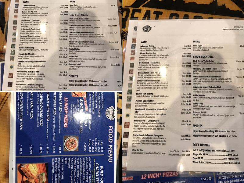 Great Sacandaga Brewing Co. Menu