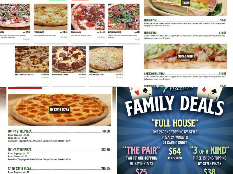 Mario's Pizza Menu