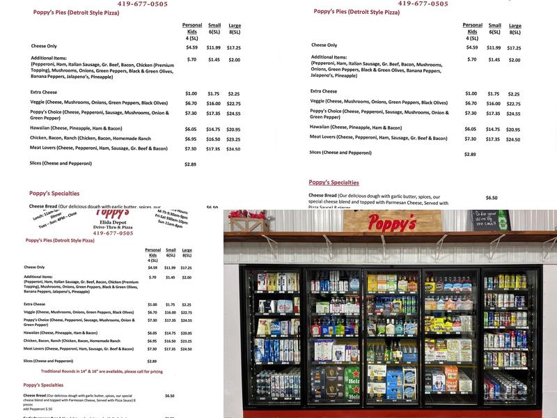 Poppy's Elida Depot Menu