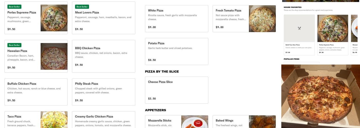 Perlas Pizza RVA Menu