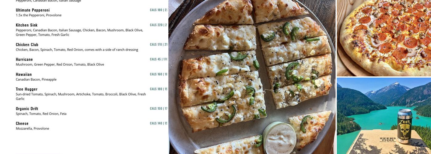 Zeeks Pizza Menu