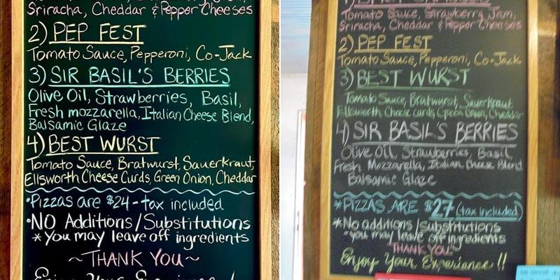 Sawmill Pizza & Brew Shed Menu