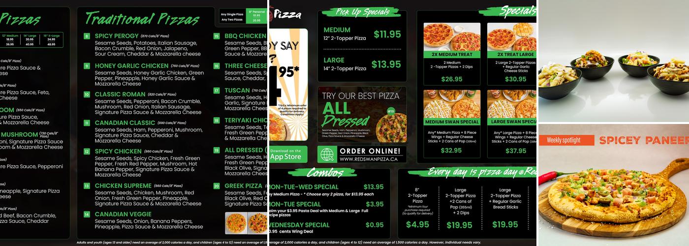 Red Swan Pizza Menu