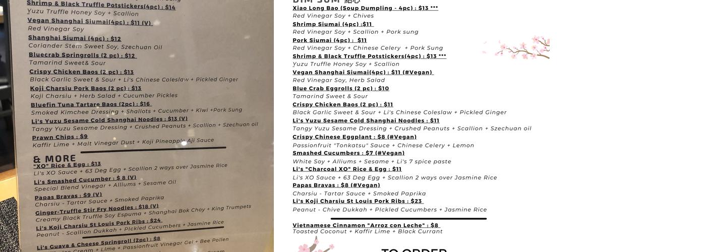 Li's Dim Sum by Raymond Li Menu