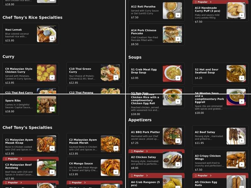 HD Cuisine - Hawker Delights Restaurant Menu