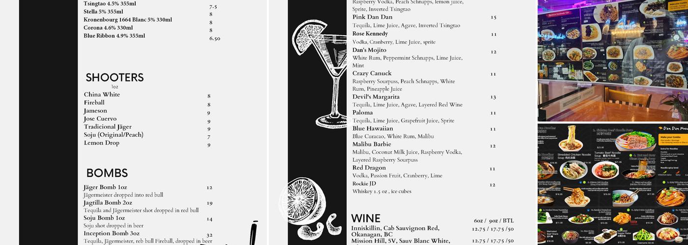 Dan Dan Noodle Menu