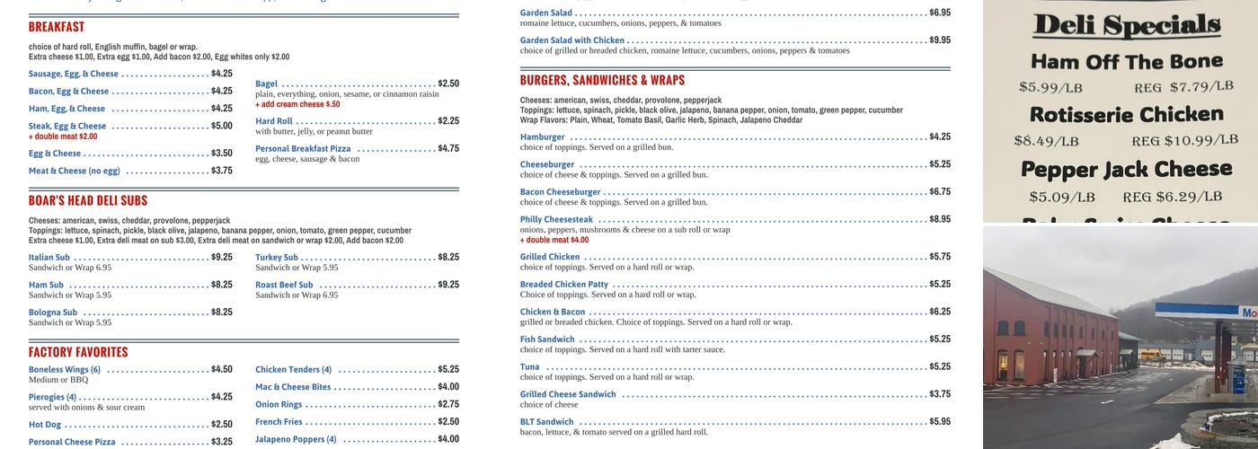 The Old Bat Factory Mobil Station Menu