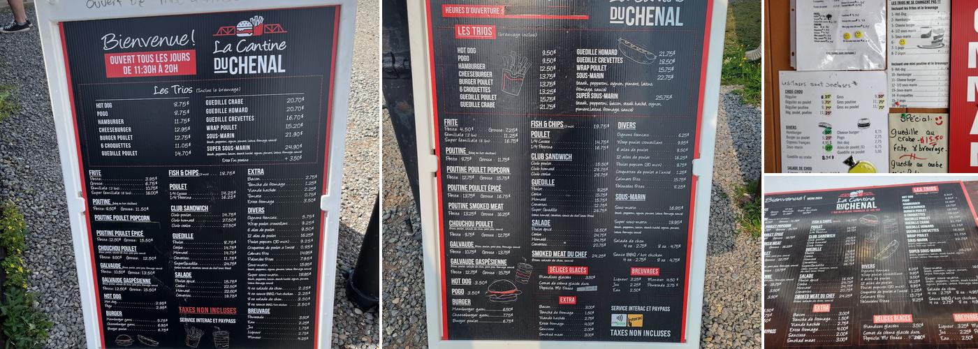Cantine du Chenal Menu