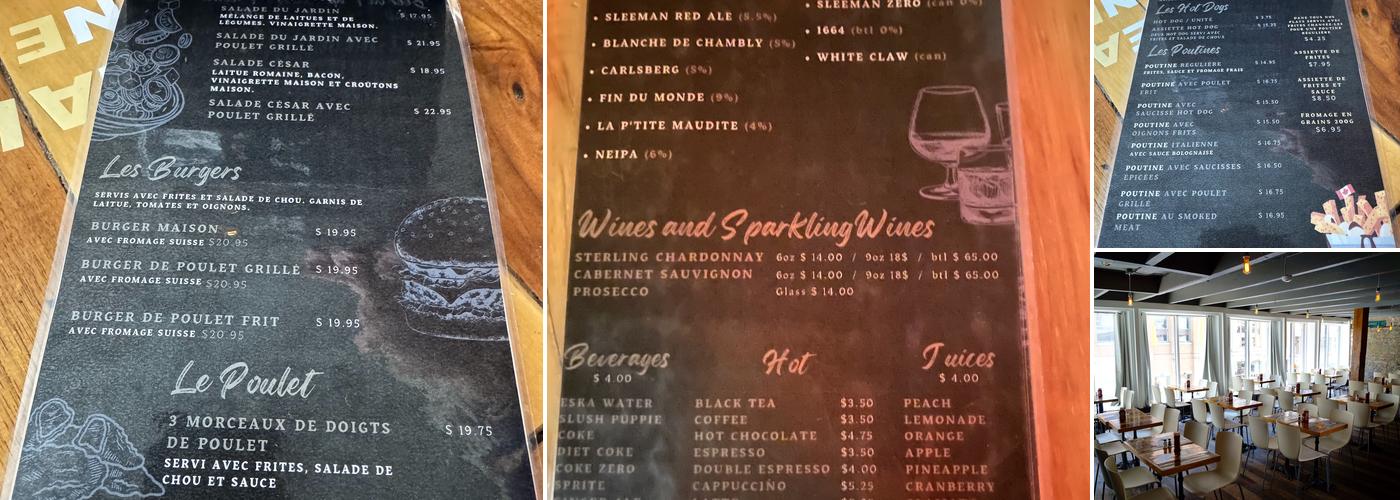 Montréal poutine Menu