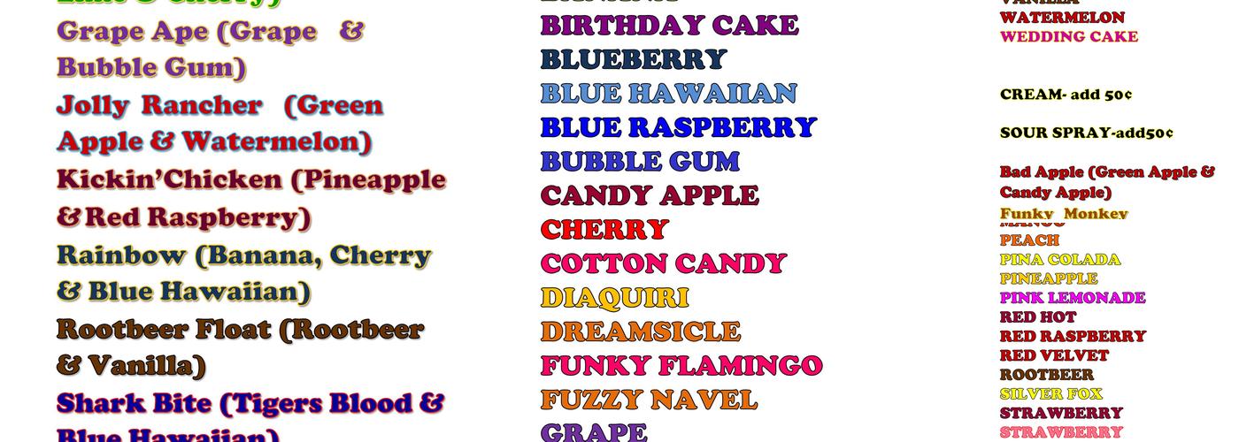 Funky Flamingo Menu