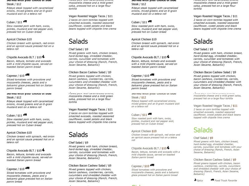 Junior’s Eats Menu