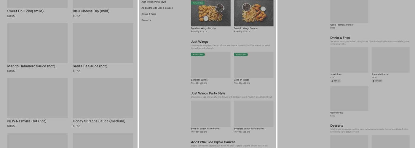 It's Just Wings Menu