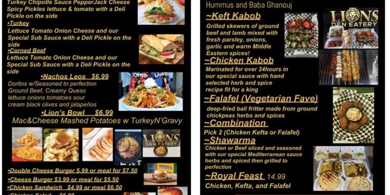 Lions Den Eatery & Hookah Menu