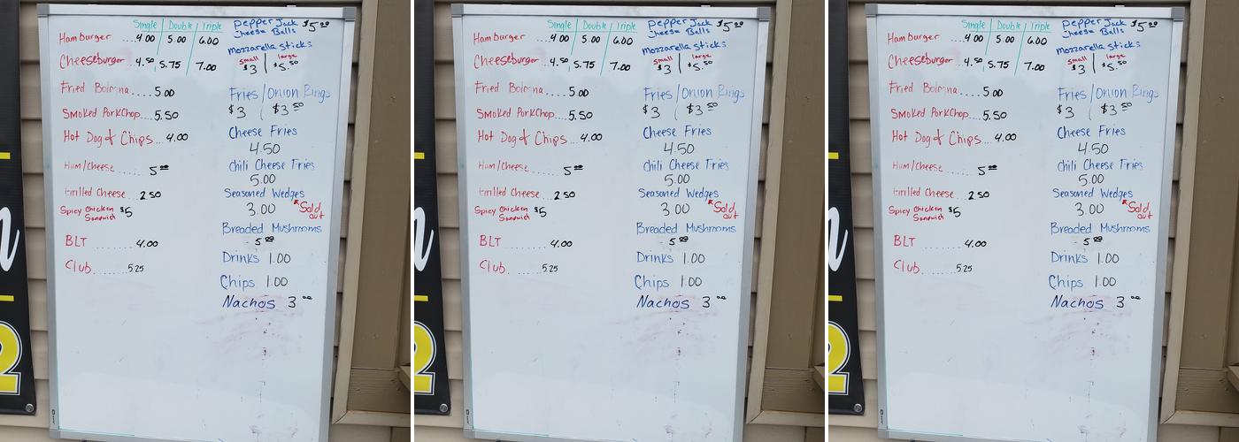 Cartwright's kitchen Menu