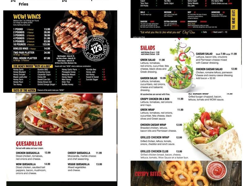 Wow Wing House Tamarac Menu