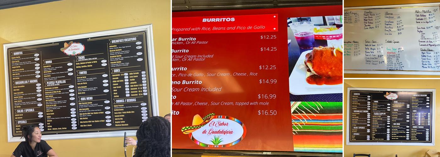 El Sabor De Guadalajara Menu